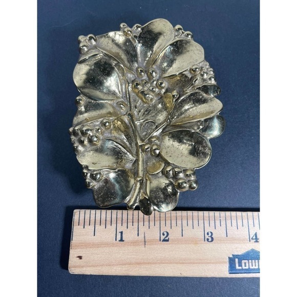 1956 Virginia VA Metal Crafters 4-36 Trinket Dish Mistletoe Solid Brass 5" MCM - Picture 5 of 6